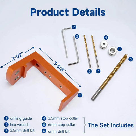 Blum Tandem Undermount Drawer Slide Drilling Guide Kit With Pro Grade Aluminum Angle Guide, drill bits, collars, and hex wrench
