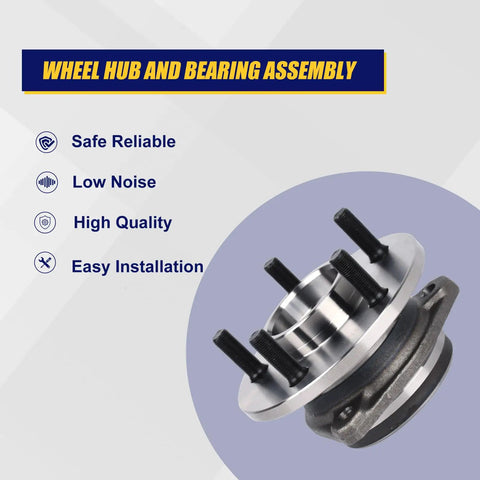 2 Pack Beefed Up Front Wheel Hub And Bearing Assembly For 1999 To 2001 Jeep Cherokee And 2000 To 2006 TJ Wrangler Front Passenger And Drive Sides Includes Both Sides Heavy Duty Replacement on display with installation features