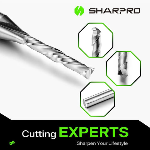Beefy Extra Long Compression CNC Router Bit For Wood Cutting And Engraving With One Quarter Inch Shank And One Eighth Inch Cutting Diameter