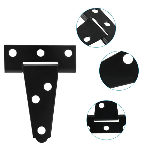 6 Pack Tee Hinge 2 Inch Heavy Duty T Strap Hinges Black For Barn Doors Gates Sheds Wooden Fences Wrought Iron Rustproof Hardware