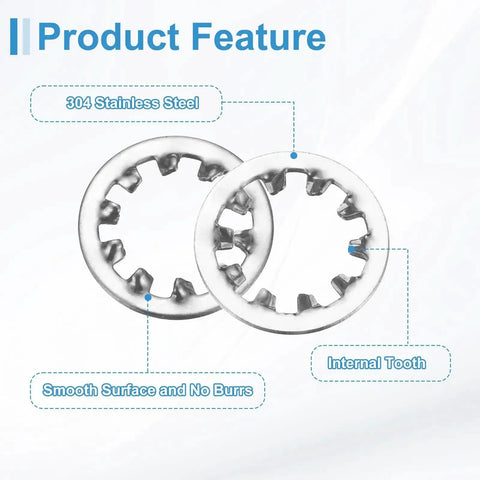 Internal Tooth Lock Washer 10 Pack In 304 Stainless Steel For Heavy Duty Fasteners Multi Tooth Star Locking Washer Silver Tone
