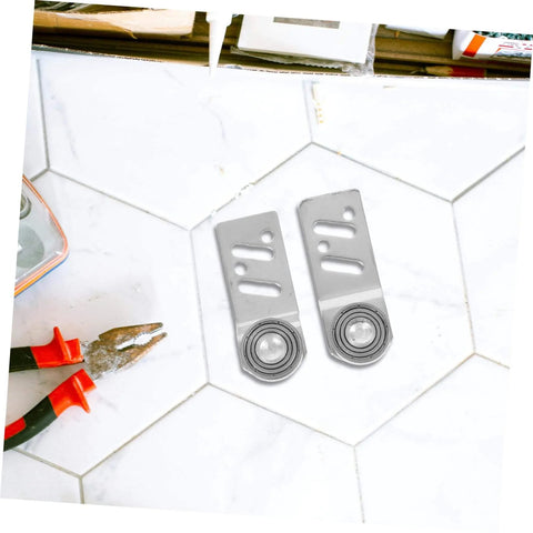 Beefy Stainless Steel Sliding Door Pulley Kit With Track Mounted Roller For Smooth Movement And Low Maintenance components shown on tile