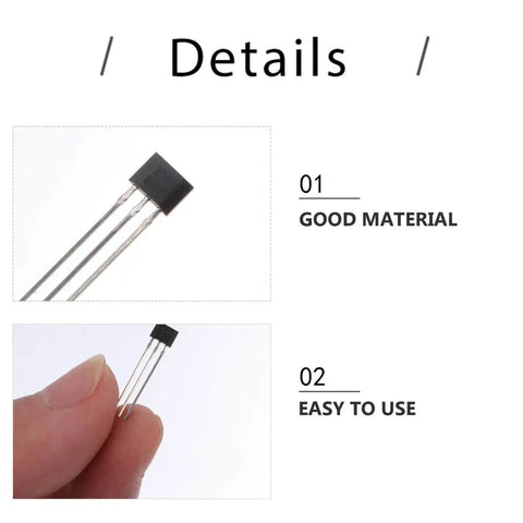 Close-up of slim Hall Effect sensor for brushless motors, showcasing size 0.62 x 0.15 x 0.15 in, highlighting DIY friendly use.
