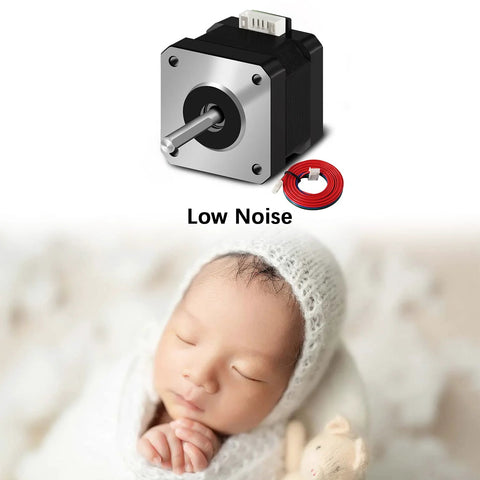 Nema 17 stepper motor with 1m cable, black housing and silver faceplate for 3D printers