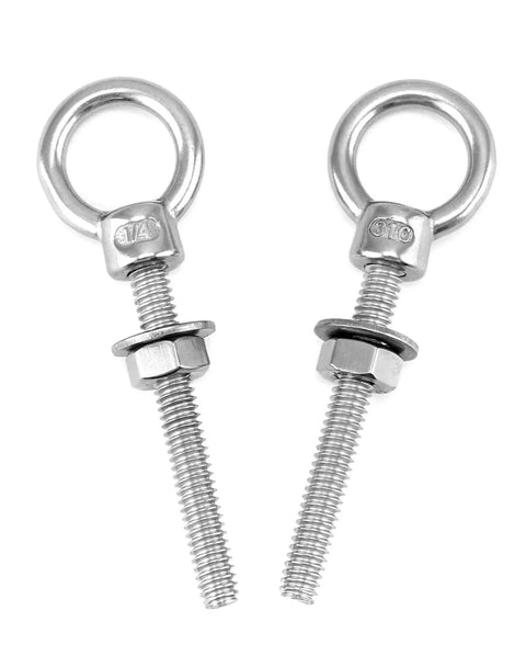 Ten Pack 316 Stainless Shoulder Eyebolts One Quarter Inch By Two Inch With High Corrosion Resistance And Four Hundred Pounds Working Load Limit