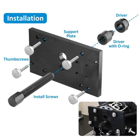 M8 Engine Inner Camshaft Bearing Installer and Puller Tool for 2018 to 2025 Models installation process diagram