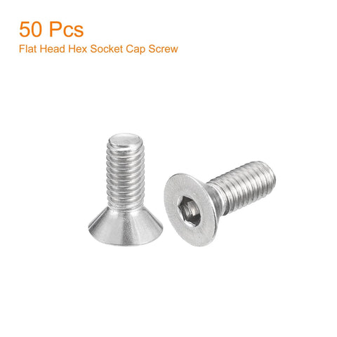 Flat Head Socket Cap Screws With Hex Drive Thread Size Ten Thirty Two By Half Inch Full Thread 304 Stainless Steel Countersunk Bolts 50 Pieces