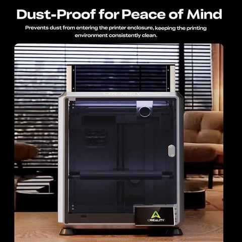 Dustproof 3D Printer Enclosure For K1 SE And K2 SE showing clear protective cover in stylish indoor setting