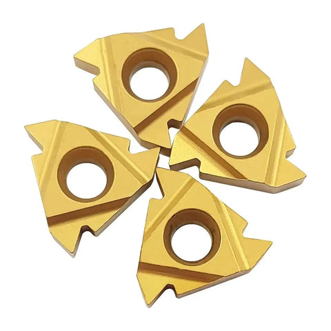 Indexable Threading Inserts Set 10 Pack 16IR AG60 16ER AG60 for CNC Lathe Carbide Turning Insert Blade, close-up view