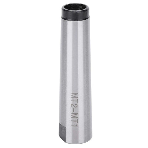 MT2-MT1 Morse taper adapter, silver steel drill sleeve for lathe/milling, side view