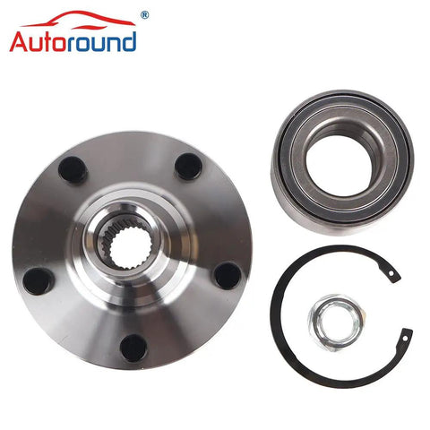 Front Wheel Hub Assembly 5 Lug Set For Toyota Camry Solara And Lexus RX300 AWD Non ABS Pair with components displayed