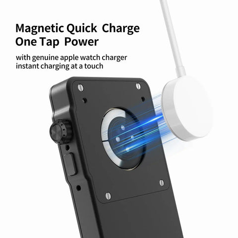 Turn Your Apple Watch Into a Smartphone With a Retro iPod Style Aluminum Protective Case Featuring a Click Wheel Rugged CNC Machined Metal Cover for Apple Watch 40mm 41mm 42mm 44mm 45mm 46mm 49mm Black with magnetic charger.