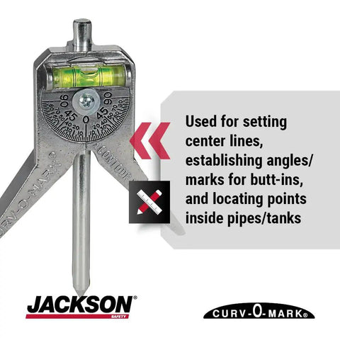 Close-up of Pipe Marker Centering Tool For Quick Center Lines And Angles On Pipes 0.5 Inch And Up With 4 Inch Y Type Head Curv O Mark Standard 6.