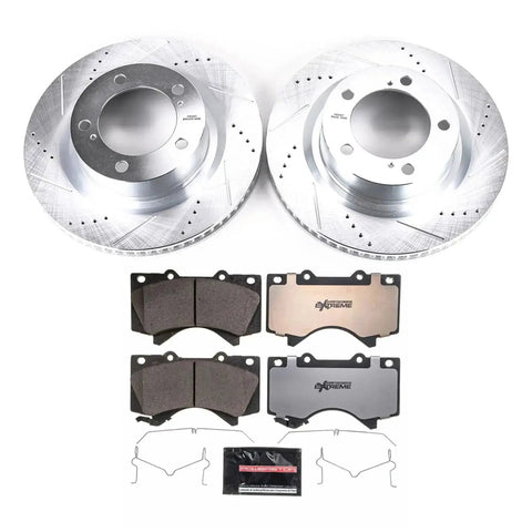 PowerStop front brake kit with drilled/slotted rotors and carbon ceramic pads for Lexus LX570.