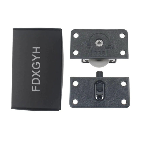 Two Set Sliding Cabinet Door Hardware ABS Plastic Wardrobe Pulley close-up showing black components with screw and bearing