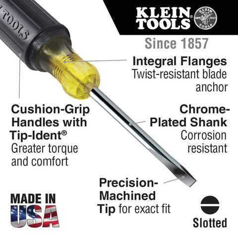 Pro Grade Heavy Duty Flathead Screwdriver With Three Eighths Inch Keystone Tip For Wrench Assisted Turning, Klein Tools
