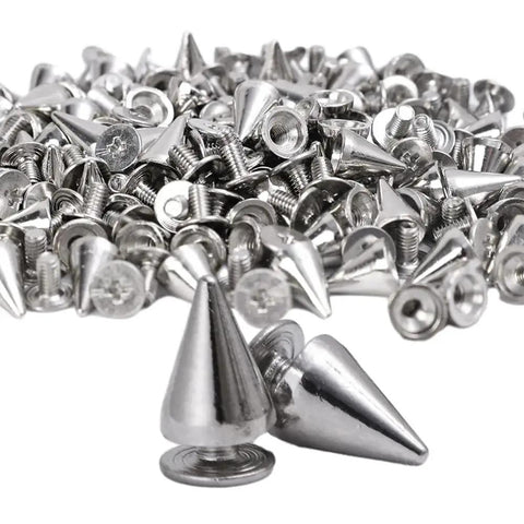 Screw Back Studs And Spikes Rivets For Metal Punk Clothes Shoes Bags Leather, zinc alloy, close-up of 7x10mm spikes