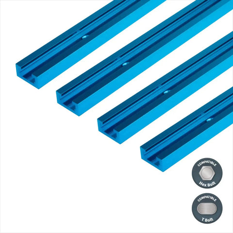 36 Inch Double Cut Universal T Track Set Four Pack With Predrilled Mounting Holes, anodized aluminum for woodworking
