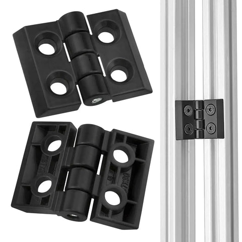 4 Sets Zinc Alloy Hinges For 2020 Aluminum Extrusion Black 6mm Profile Slot With Sandblasted Finish Installed View