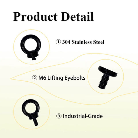 4 Pack M6 Eyebolts Stainless Steel 304 Lifting Ring Eyebolt With Threaded Shank For Wood And Machinery Heavy Duty Hardware