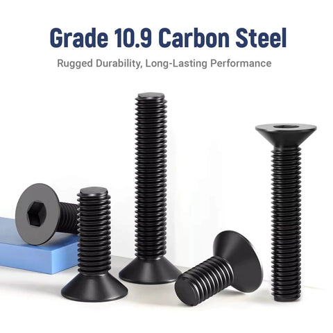 20 Pcs No 8-32 Flat Head Socket Cap Screws Pro Grade Beefy Alloy Steel 10.9 Countersunk Bolts with Allen Hex Drive