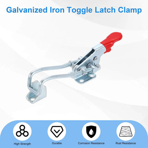 Beefy Two Pack Heavy Duty Toggle Latch Clamp 40323 M5 x 48mm Quick Release Pull Latches 400 Lbs Holding Capacity Galvanized Iron Hasp Clamps