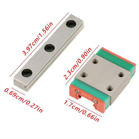 Miniature Linear Slider LWL7B Metal Linear Motion Rail 7mm Wide With 40mm Slide Block dimensions shown separately