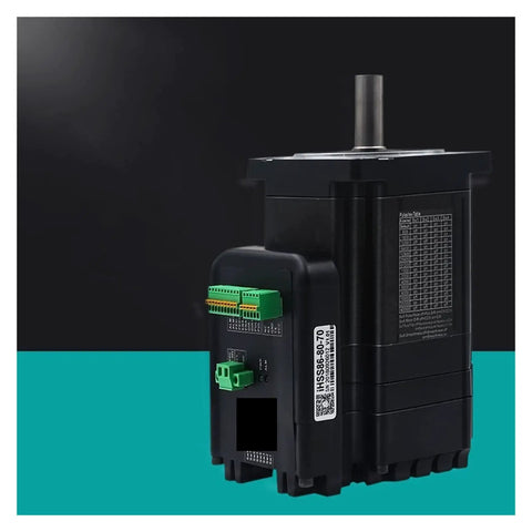 Integrated Stepper Servo Motor Drive With 1000 Line Encoder For CNC Machine Kits, shown in a side view emphasizing connectors