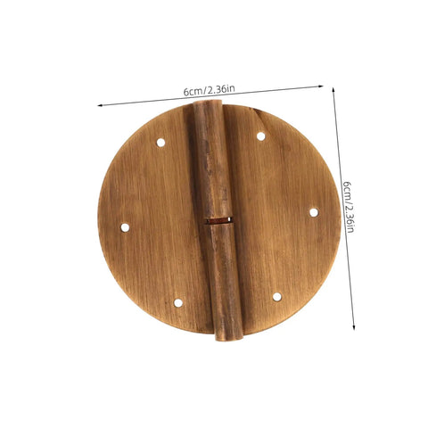 Round brass hinge from 2 Pack Miniature Hinges For Crafts Cabinets And Wardrobes Vertical Doors Kit With Brushed Finish Vintage Chinese Style Butt Hinges For Quick Install And Replacement.