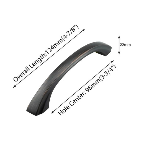 Solid Zinc Alloy Traditional Kitchen Cabinet Pull Handle In Oil Rubbed Bronze Four And One Quarter Inch Overall Length Three And Three Quarters Inch Hole Centers Durable And Easy To Install For Cabinets Drawers Doors Closets Wardrobes Pack Of Ten