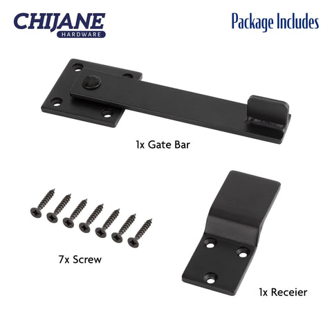 Heavy Duty 6 Inch Farm Flip Gate Latch For Outdoor Wood Fence And Barn Doors, Solid Black Gate Lock Hardware, Reversible 360 Degree Latch