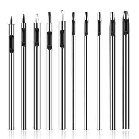 10 Pack Leather Hole Punch Set 0.5mm To 3.5mm Hollow Punches For Leather Crafting Watch Bands and More, Pro Grade Carbon Steel