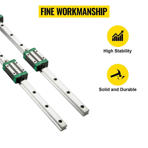 Two Piece Linear Rail Kit With Rails And HSR20 Bearing Blocks for DIY CNC Routers Lathes and Mills, steel, high stability