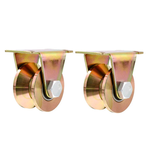 Heavy Duty Track Wheel Pulleys Set, Steel Sliding Gate Roller For Smooth Quiet Doors, V Groove Wheel Design, close-up view