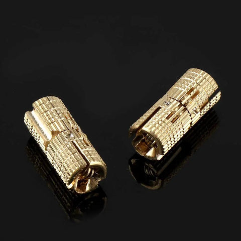 Heavy Duty 8mm Barrel Hinge Set For Cabinets And Wooden Boxes 4 Pcs Concealed Hidden Brass Hinges With 180 Degree Opening close-up