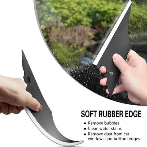 Using All In One Car Window Tint Kit With 18 Piece Tool Set For Easy DIY Vinyl Wrap And Glass Protection Includes Squeegees Felt Squeegee Cutting Knife With Extra Blades Mandark on car window.