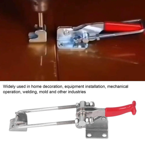 Quick Release Toggle Clamp with Adjustable Span for Vertical Clamping, Delivers 318 Kg Holding Power in use during welding