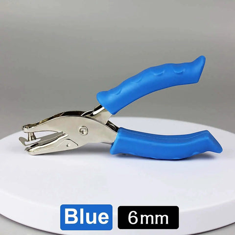 1/4 Inch Single Hole Punch Handheld Paper Punch With Soft Grip Handle, Durable Metal Construction in blue, on white background