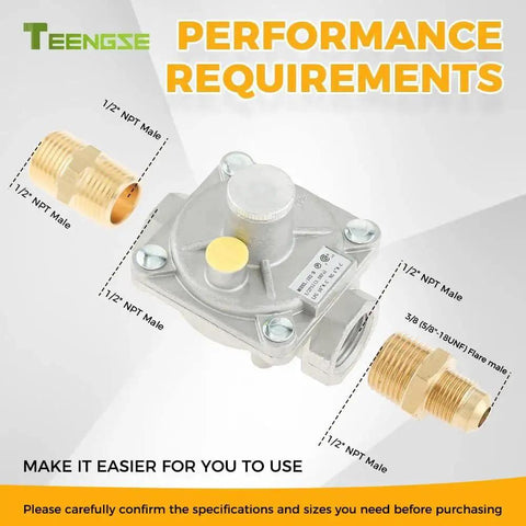 Diagram of 1/2 Inch Natural Gas Pressure Regulator With Interchange Pressure Regulator Design For NG And LPG Applications