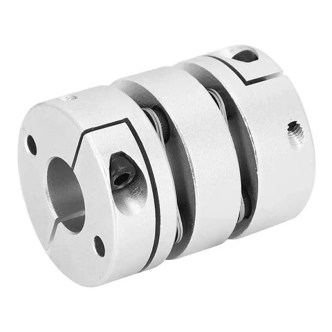Front view of GL aluminum alloy shaft coupling, 39x50-16x16, clamp-style motor adapter