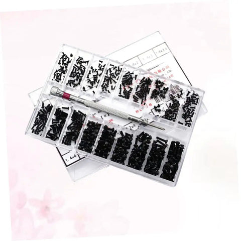 Two Pack 18 18 Specification Screw Set Miniature Flat Head Screws for Laptop Repair DIY, carbon steel screws in storage box
