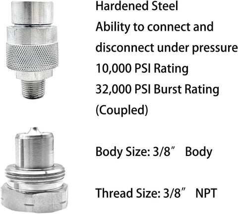 Hydraulic hose fittings pair with knurled coupling and 3/8 inch NPT threads