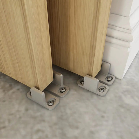 Floor Guide For Sliding Barn Door Hardware Aluminum Silver Set Of 2 Keeps Door Aligned With Rail And Prevents Derailment Floor Mounted Accessory