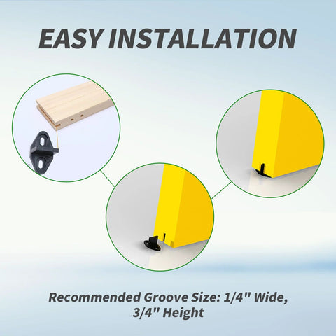 4 Pack Black Floor Guides For Sliding Barn Door Hardware T Shape Floor Mounted Bottom Track Guides with easy installation detail