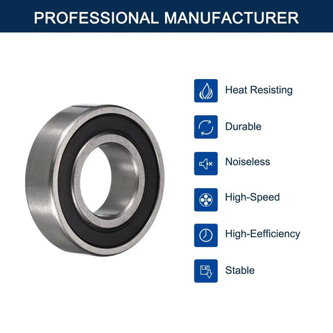6004-2RS Deep Groove Ball Bearings With 20mm Inner Diameter, 42mm Outer Diameter, And 12mm Width, Double Rubber Sealed, Chrome Steel, 4 Pack