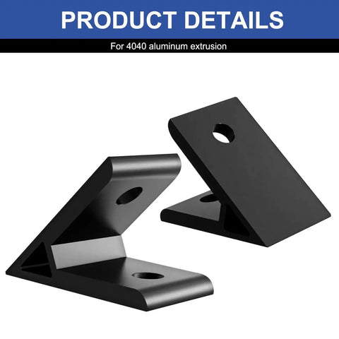 4040 Corner Angle Bracket 45 Degree Set for Aluminum Extrusion 40x40 T Slot and V Slot Hardware Black Close-Up