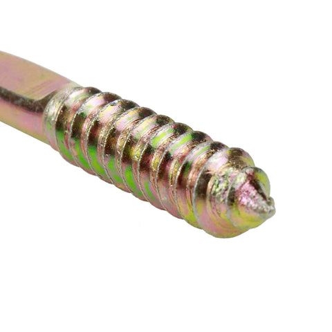 Close-up of a bronze-toned iron M8x80mm Double End Threaded Self Tapping Wood Screw Bolt Stud Hanger Bolt thread detail.