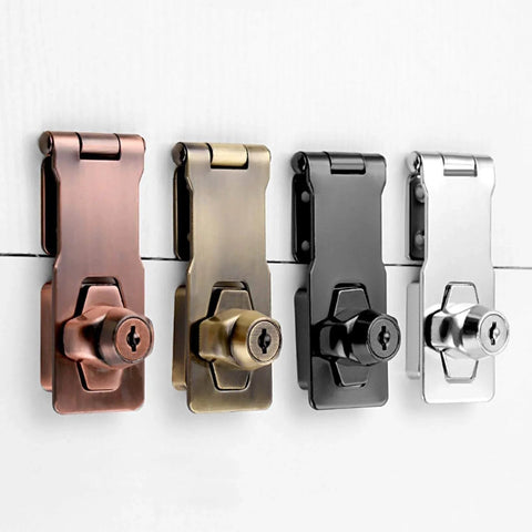 2 Pack Keyed Hasp Locks 2.5 Inch Twist Knob Locking Hasp For Small Doors And Cabinets With Screws Keyed Differently Each Lock Comes With Two Keys Durable Metal Silver Hasp Size 65x32mm Lock Base 35x30x30mm Ideal For Security Of Cabinets Doors And Gates