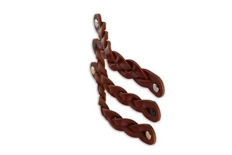 Leather Drawer Pulls Braided Cognac Finish Set Of 12 6-1/2 X 1 Inch Leather Handles side view