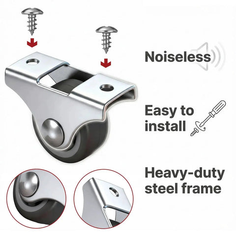 4 Pack 1 Inch Small Non Swivel Caster Wheels With Top Plate And Screws Low Profile Rubber Casters for furniture installation guide